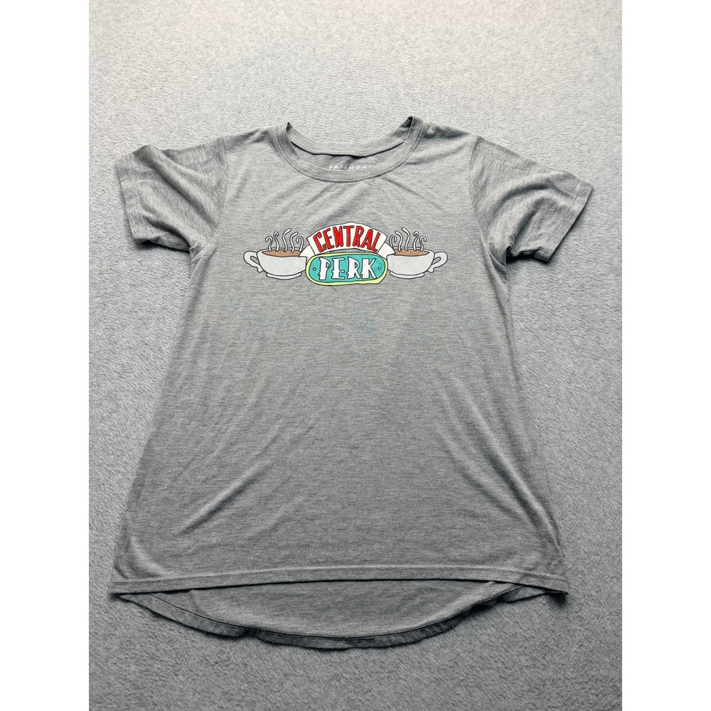 Friends Central Perk Graphic T-Shirt Gray Short Sleeve High Low Hem Size M